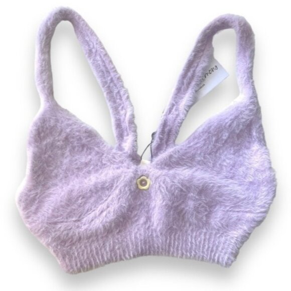 For Love & Lemons Devon Bralette Top Lavender Fuzzy Size M NWT $125 MSRP - Picture 6 of 6